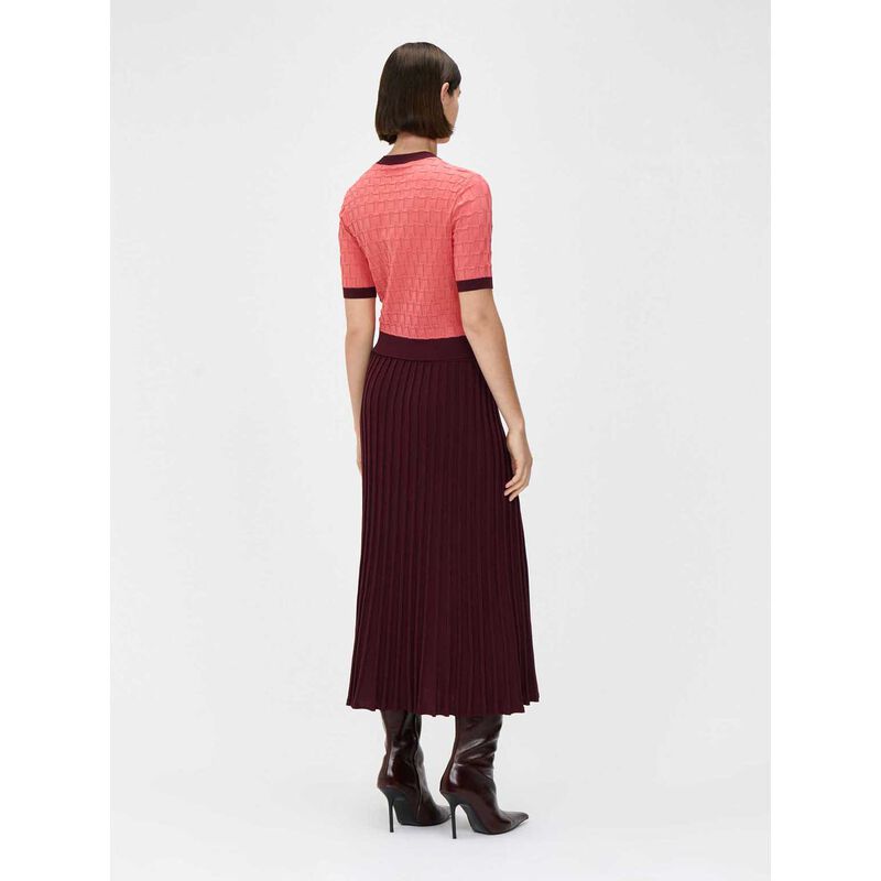 Veronika Maine Burgundy Textured Contrast Cardigan image number 1